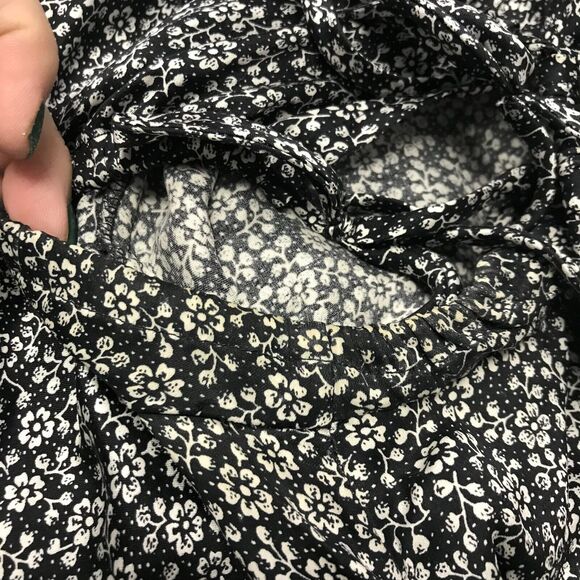 Express Design Studio Womens Medium Black White Ditzy Floral Silk V Neck Tie - Picture 12 of 13